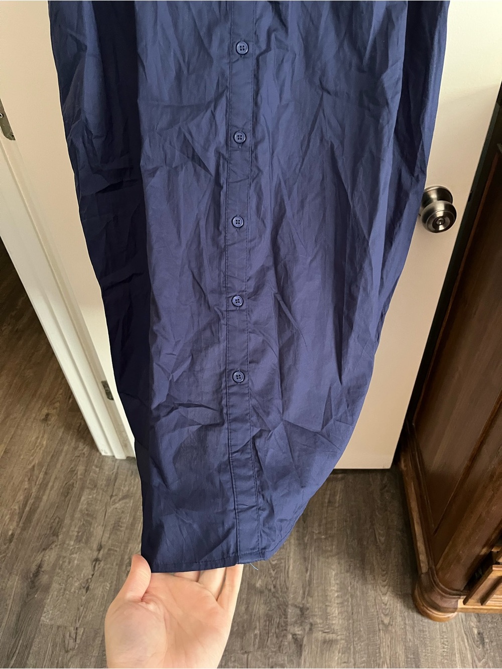 JODIFL Navy Button-Front Ruffle Top - Picture 6 of 6